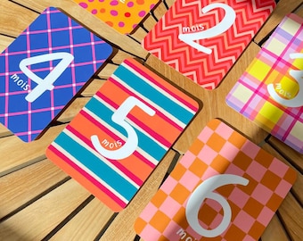 Baby milestone cards, first year cards, baby shower gifts, fabric patterns