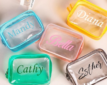 Trousse per il trucco personalizzata per damigelle d&#39;onore, trousse per il trucco trasparente, regalo per damigelle d&#39;onore, trousse per il trucco, regali per addio al nubilato, regali per la festa nuziale, regali di Natale