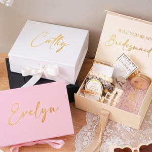 Coffret cadeau personnalisé pour proposition de demoiselle d'honneur, cadeaux de fête de mariage avec nom personnalisé, serez-vous ma demoiselle d'honneur, coffret de douche nuptiale image 4