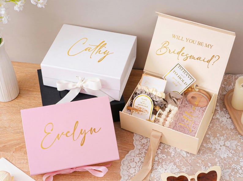 Coffret cadeau personnalisé pour proposition de demoiselle d'honneur, cadeaux de fête de mariage avec nom personnalisé, serez-vous ma demoiselle d'honneur, coffret de douche nuptiale image 4