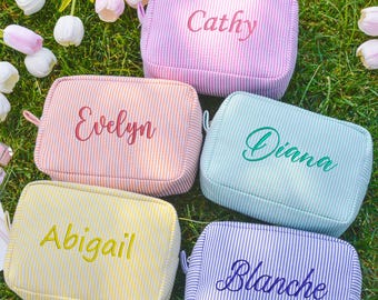 Borsa per il trucco personalizzata per damigella d&#39;onore, regali per damigelle d&#39;onore, borsa cosmetica personalizzata, regalo per festa nuziale, regalo per addio al nubilato, borsa portaoggetti di grande capacità