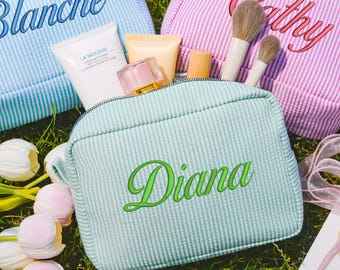 Borsa per il trucco personalizzata per damigella d&#39;onore, regali per damigelle d&#39;onore, borsa cosmetica personalizzata, regalo per festa nuziale, regalo per addio al nubilato, borsa portaoggetti di grande capacità