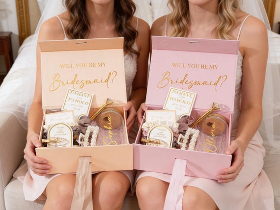 Personalized Bridesmaid Proposal Gift Box, Custom Name Bridal Party Gifts, ,Will You Be My Bridesmaid, Bridal Shower Box