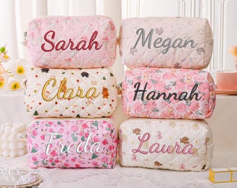 Custom Bridesmaid Makeup Bag,Personalized Embroidered Makeup Bag,Name Cosmetic Bag,Bridal Party Gift,Travel Makeup Pouch,Bridesmaid Gifts