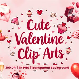 バレンタインデーのクリップアートセット | キュートなラブPNG、ハート、キューピッド、キス | 昇華転写＆クラフト | 商用利用可 | 250種類以上のPNGを即時ダウンロード