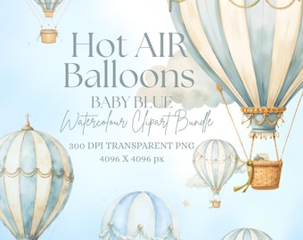 Watercolor Hot Air Balloon Clipart: Baby Boy Nursery Prints (Digital Download Bundle)