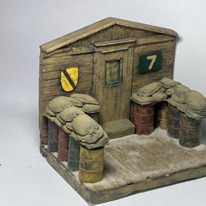 1/35 Hand-Painted Vietnam War Command Post Diorama Base - Fully Assembled Finished Vignette Base for Military Models (Figures NOT Included)