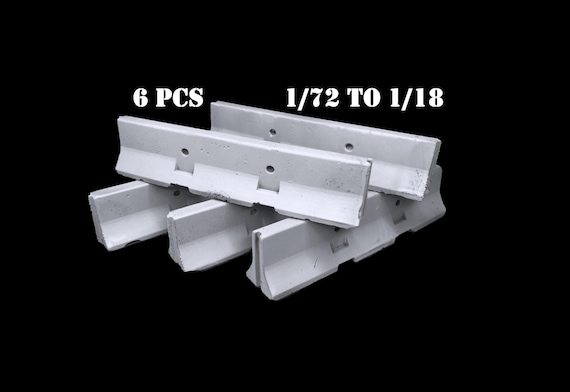 Jersey Barriers for Diorama (6 pcs) – Plaster Roadblocks, 1/72–1/18 Scale