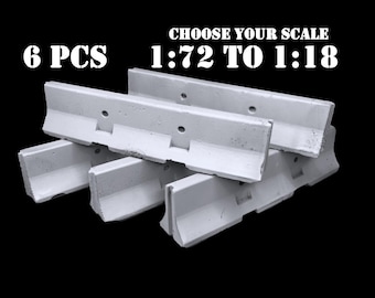 Jersey Barriers for Diorama (6 pcs) – Plaster Roadblocks, 1/72–1/18 Scale