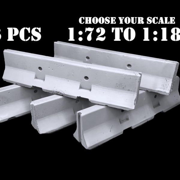 Jersey Barriers (6 Stück) für Diorama (Roadblocks) in 1:72–1:18
