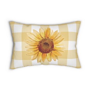 Lumbar Pillow - Sunflower Check Boho Chic Home Decor