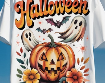 PNG de Halloween con acuarela vintage: Diseño de camiseta de calabaza fantasma (descarga digital)