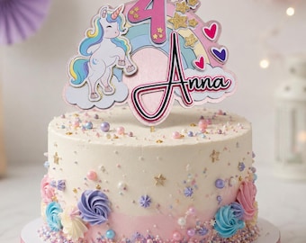 Personalised Unicorn Cake Topper  | Cupcake Topper, Magical Unicorn Themed, Kids Custom Birthday Party | DIY