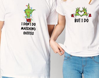 Grinch inspired funny iron-on transfer | Matching outfits