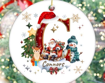 Personalised Initial Christmas Tree Decoration | Custom Name Acrylic Bauble