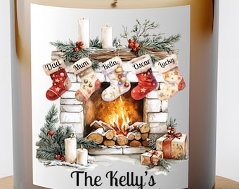 Personalised Christmas Candle Label | Custom Family Decoration