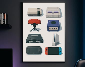 Nintendo Console Timeline Poster – Gaming Wall Art, Digital Download for Game Room