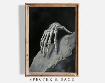 Gothic Skeleton Hand Art Print, Dark Anatomy Illustration (Digital Download)