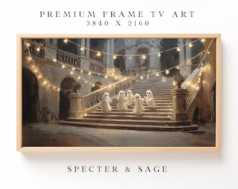 Dancing Ghosts on Stairs, Vintage Samsung Frame TV Digital Art