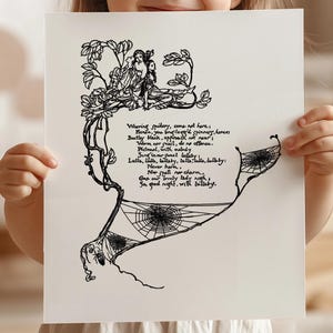 Arte de cuento de hadas imprimible / Decoración de pared con poemas de Shakespeare / Ex libris vintage para guardería / Impresión tamaño carta para habitación infantil