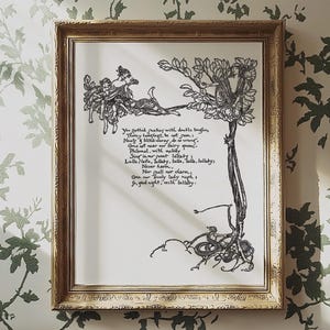Poema de Shakespeare imprimible / Ex libris de cuento de hadas vintage / Arte de pared tamaño carta para guardería y dormitorio infantil