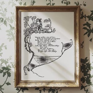 Poema de Shakespeare imprimible / Ex libris de cuento de hadas vintage / Arte de pared tamaño carta para guardería y dormitorio infantil