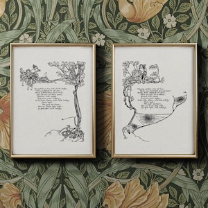 Zwei druckbare Shakespeare-Illustrationen | Märchen Exlibris von Arthur Rackham | "Vintage Letter Size ""Wandbild"" für Kinderzimmer und Schlafzimmer."