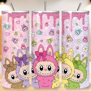 Funny Cartoon Character 20oz skinny tumbler png, Trending Pink Cartoon Doll Character, Cute Doll 20oz tumbler wrap sublimation png