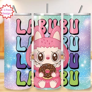 Trendy Pink Cartoon 20oz Skinny Tumbler Wrap PNG, Funny Cartoon Characters 20oz Tumbler png, Cartoon Tumbler Wrap, Doll 20oz Tumbler png