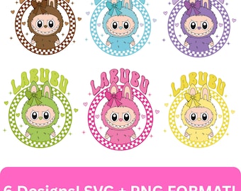 Design di tendenza per il pacchetto di personaggi dei cartoni animati rosa Coquette, bambola Coquette Bow per bambine in formato PNG, divertente cartone animato in formato SVG in formato PNG, regalo perfetto per bambini