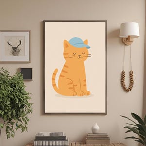 nursery wall art orange cat . Printable Animal Modern Wall Art