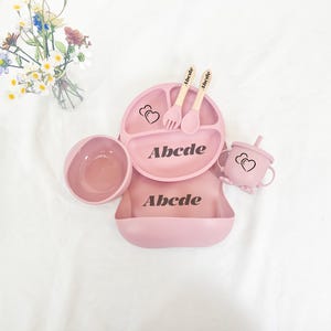 シリコン製幼児用ミールセット - パーソナライズされた刻印入りスタイとボウル、1歳の誕生日のカスタムベビーギフト、授乳の必需品