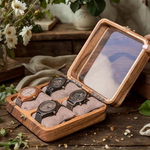 Large Wooden Watch Box for Men, Watch Holder & Organizer, Solid Wood Watch Case,Men&#39;s Watch Storage Box,Luxury Gift for Him,Personalized Box