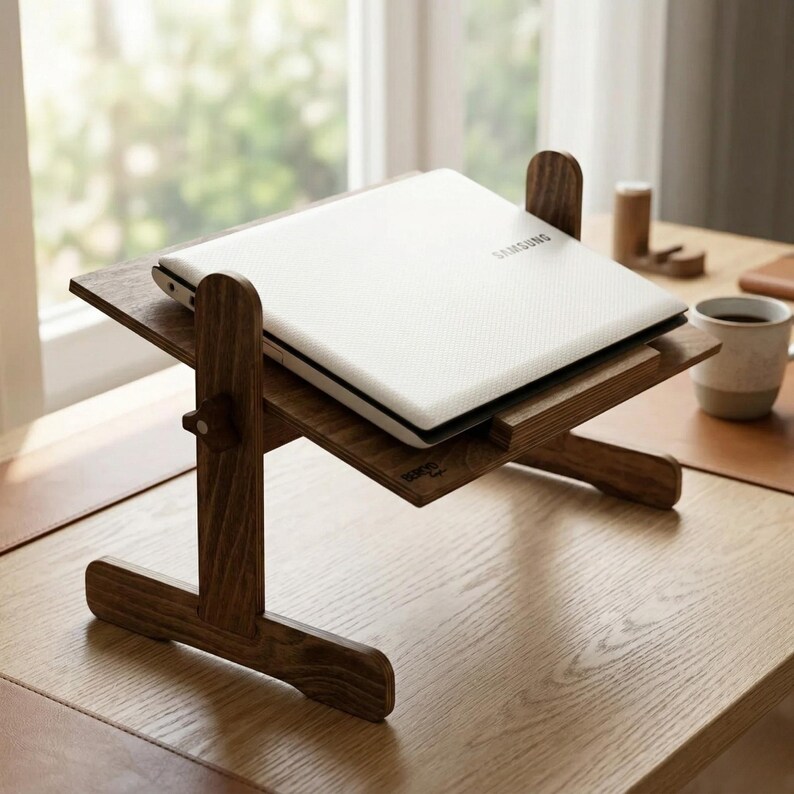 Laptop desk for bed portable wooden tray table