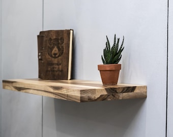 Invisible Floating Shelf with Hidden Bracket, Solid Walnut or Oak Wall Shelf, Flush Mount Heavy Duty Shelving, 3 Sizes
