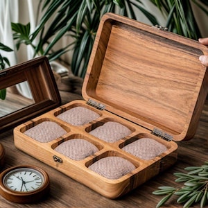 Handcrafted Walnut Watch Box, Personalized Storage for 1-12 Watches, Handmade Men’s Jewelry Storage Case, Perfect Gift for Him, Father&#39;s Day