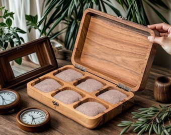 Handcrafted Walnut Watch Box, Personalized Storage for 1-12 Watches, Handmade Men’s Jewelry Storage Case, Perfect Gift for Him, Father's Day