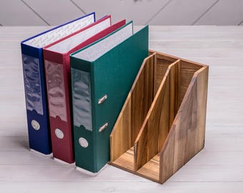 Wooden File Organizer for Desk – Walnut A4 Paper Tray – Handmade Folder Sorter – Office Storage Rack – Teacher Gift – Document Holder