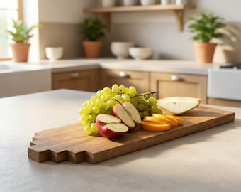Modern Walnut & Oak Cutting Board, Handmade Wooden Kitchen Board, Wedding Housewarming Gift, Cheese Tray