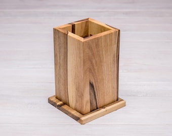 Walnut Magnetic Knife Block, Vertical Knife Holder with Strong Magnets, Wooden Knife Stand, Space Saving Kitchen Organizer,Personalized Gift