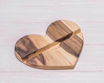Heart Shaped Wooden Phone Stand, Walnut Cell Phone Holder, Personalized Gift for Him Her, Desk Decor, Anniversary Gift