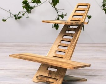 Soporte ergonómico de madera para portátil, mesa ajustable de roble, nogal o abedul, convertidor de escritorio de pie, regalo personalizado para él/ella, oficina o hogar.