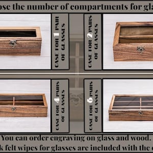 Personalized wooden glasses organizer with engraving options