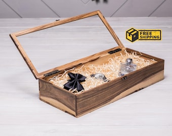 Handmade Wooden Gift Box, Personalized Keepsake Box, Walnut Wood Gift Packaging, Custom Engraving, Eco-Friendly Gift Box, Felt Lined