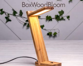 Wooden Desk Lamp Walnut LED Bedside Lamp Minimalist Night Light Modern Table Lamp Personalized Gift Eco Friendly Lighting