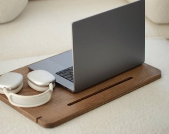 Wooden Laptop Tray for Bed, Lap Desk with Phone Slot, Sofa Laptop Desk, Couch Tray Table, Breakfast Tray, Beech Plywood Laptop Stand