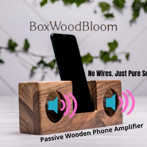 Handmade Wooden Phone Amplifier, Natural Walnut Sound Booster, Personalized Eco Gift for Music Lovers, Walnut Sound Enhancer, Gift for Him