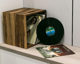 Wooden Vinyl Record Storage Box, Vintage LP Record Holder, Retro Vinyl Organizer Crate, Handcrafted Wood Record Storage Case