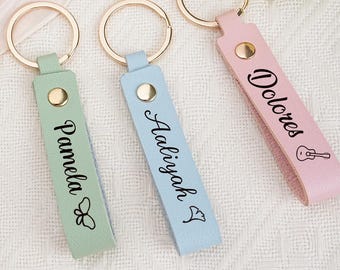 Personalized Leather Keychain: Custom Cross-Grain Luggage Tag, Gifts for Her