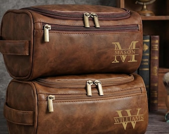 Neceser de cuero personalizado para hombre, neceser, regalo para padrinos de boda, regalo de aniversario para él, neceser de viaje, accesorio de cuero para hombre.